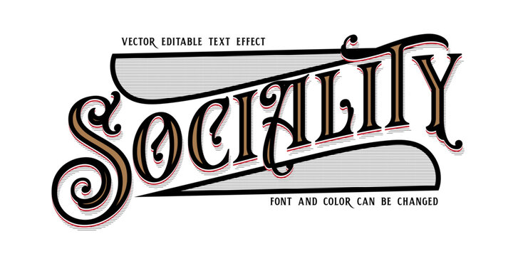 Vintage Decorative Editable Text Effect - 'Sociality' Word Art for Branding and Design