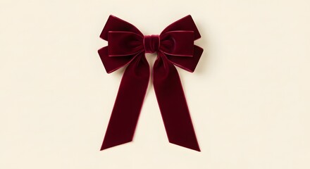 A beautiful, luxurious, deep red velvet bow tie on a plain background, perfect for gifts and fashion