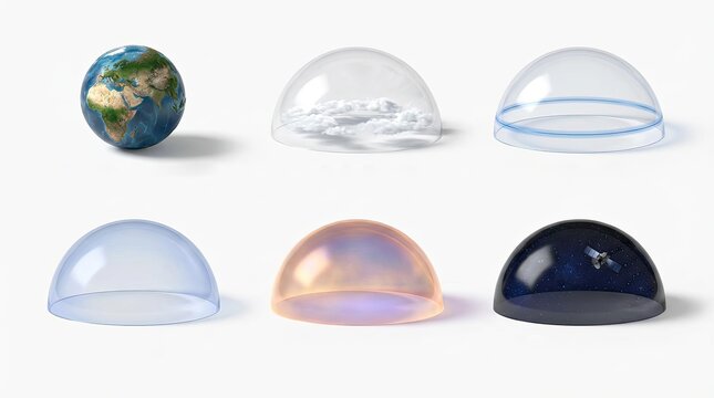 Stages of earth's atmosphere visualized in conceptual domes