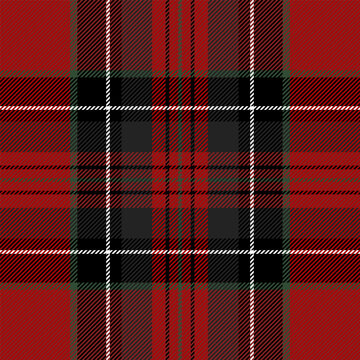 Christmas and new year tartan plaid. Scottish pattern in black, red, green and white cage. Scottish cage. Traditional Scottish checkered background. Seamless fabric texture. Vector illustration