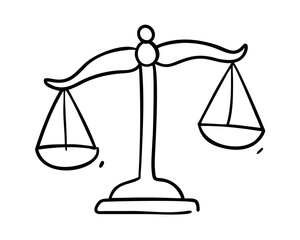 One line drawing of law balance, or Scale icon, symbol of court and firm. Vector illustration continuous hand drawn minimalism design. icon


