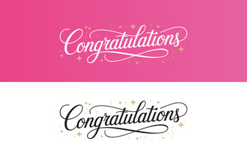 Elegant &ldquo;Congratulations&rdquo; script typography with gold sparkle accents, Modern celebration design