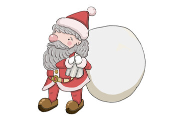 クリスマスプレゼントを持って立っているサンタクロース