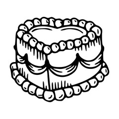 ornate two-tiered cake outline vector