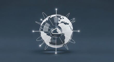 Digital globe with cloud computing network connections illustration