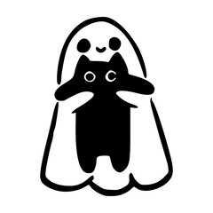 minimalist holiday cat and phantom doodle design