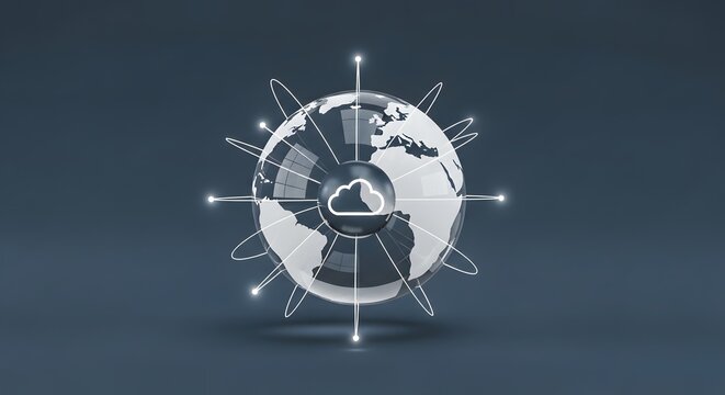 Digital globe with cloud computing network connections illustration