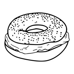 classic bagel sandwich with sesame seeds outline