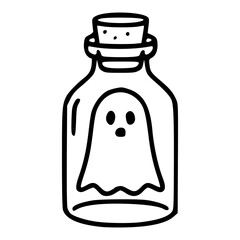 Halloween doodle: trapped cute spirit in jar