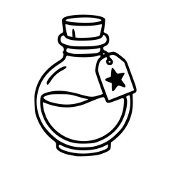 outline illustration of elixir with star tag