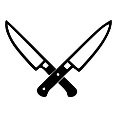 crossed chef knives vector icon or emblem