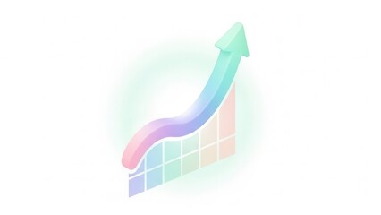 Gradient colored stock market vector graph showing increasing growth trend