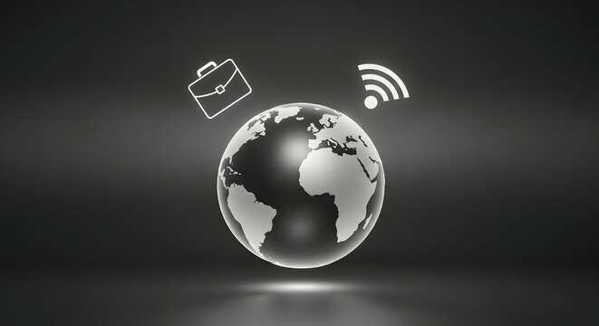 Global business and internet connectivity concept with glowing icons