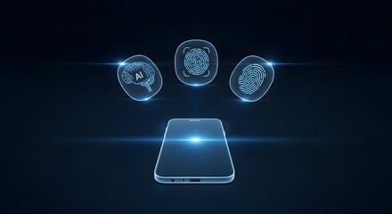 Holographic digital identity icons floating above a smartphone screen
