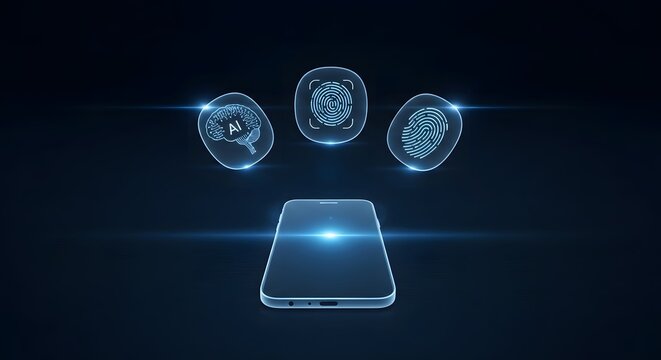 Holographic digital identity icons floating above a smartphone screen