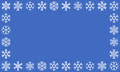 white snowflakes frame, christmas announcement message template, new year greetings blue background