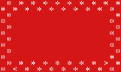white snowflakes frame, christmas announcement message template, new year greetings red background