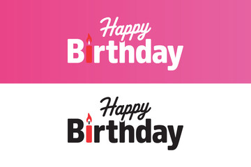 Modern "Happy Birthday" typography vector with candle for greeting cards