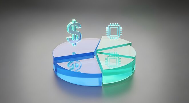 3d pie chart illustrating financial investment in semiconductor technology