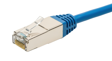 Blue ethernet cable close-up isolated PNG with Transparent Background