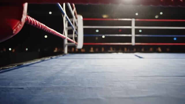 Empty Boxing Ring, Boxing Arena Awaits Fighters Before the Big Fight