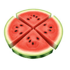 Fresh and Juicy Watermelon Slices with Black Seeds on Black Background