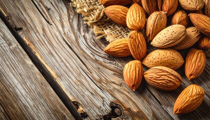almonds on wooden background