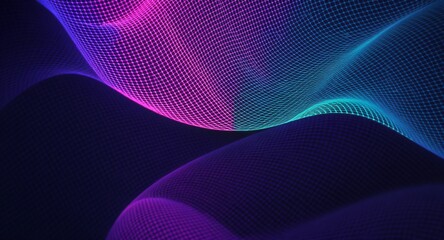 Abstract Glowing Wireframe Wave Background