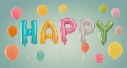 Happy Balloons In Pastel Background