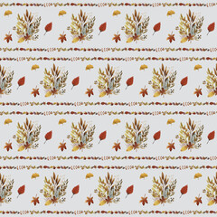 Hand Drawn Autumn Leaves Seamless Pattern