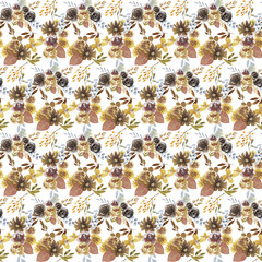 Hand Drawn Autumn Leaves Seamless Pattern