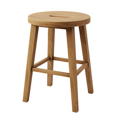 Wooden Stool Isolated on Black Background Minimalist Design and Style
