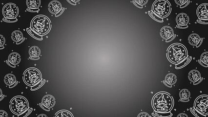Doodle Snow Globe Seamless Pattern Loop 4K. Christmas and Winter Holiday Dark Background