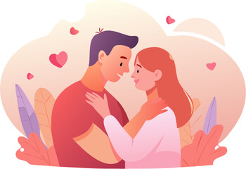 Romantic Couple Embracing in Golden Hour Light with Tender Emotion