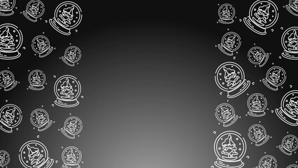 Doodle Snow Globe Seamless Pattern Loop 4K. Christmas and Winter Holiday Dark Background