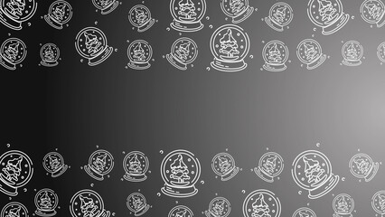 Doodle Snow Globe Seamless Pattern Loop 4K. Christmas and Winter Holiday Dark Background