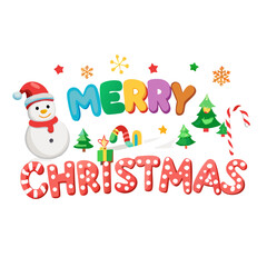 Fototapeta premium Merry Christmas text. Xmas calligraphic inscription. Christmas handwritten lettering. Xmas text isolated on white for postcard, poster, banner design element. vector style