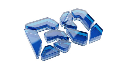 Blue Glass 3D Brand Identity Logo Reveal, isolated on white