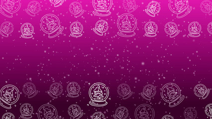 Doodle Snow Globe Seamless Pattern Loop 4K. Christmas and Winter Holiday Pink Background