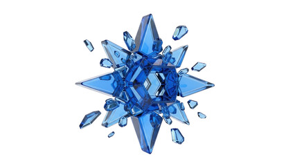 Blue Glass 3D Breakthrough Discovery Symbol, isolated on white