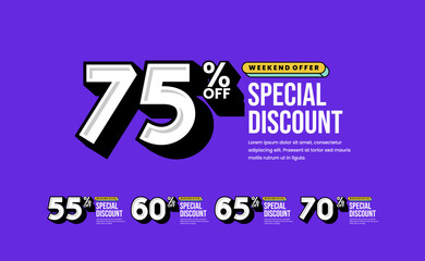Discount Logotype Pack 55 60 65 70 75 Percent Off