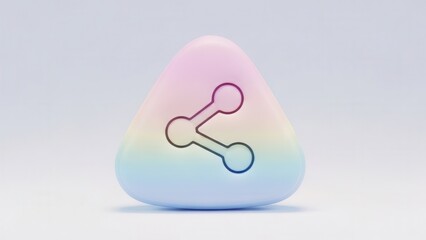 Pastel colored smooth stone with sharing icon, representing social media connectivity and networking