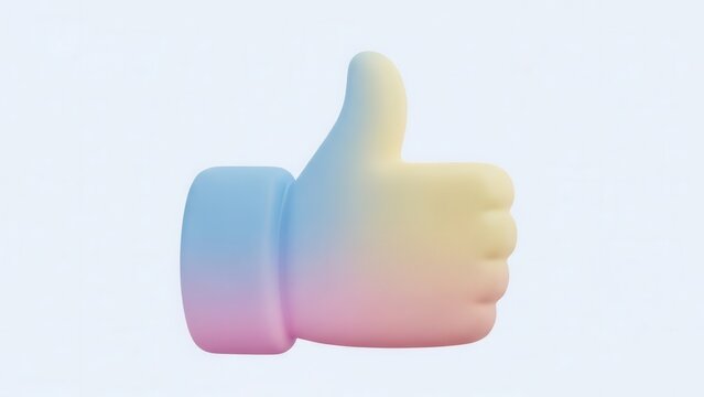 Illustrative pastel thumbs up gesture symbolizing agreement and positive feedback softly rendered