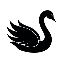 Obraz premium Black Swan Silhouette Vector Illustration