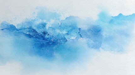 A serene watercolor painting featuring various shades of blue, blending softly to create a calming, abstract ocean-like effect.