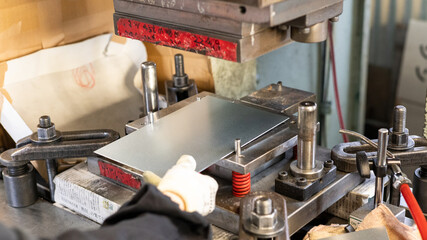 Metal Sheet Setup on Industrial Press Machine