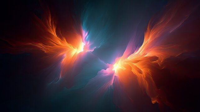 An abstract image of a glowing energy explosion with vibrant colors against a dark background.