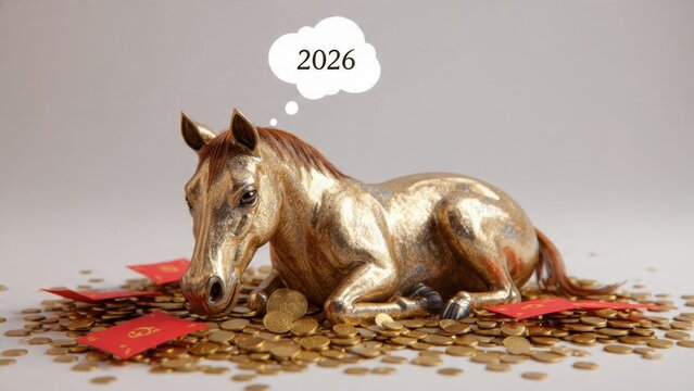 Cute Foal Napping on Floor 3D Illustration
