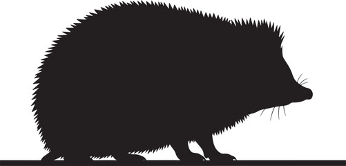 Hedgehog silhouette vector illustration. cute nocturnal mammal with spiny coat and small snout, commonly found in gardens and woodlands. © Muhammad Foysal