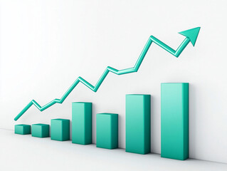 Vibrant Growth Chart with Increasing Bars and Arrow in Teal Colors